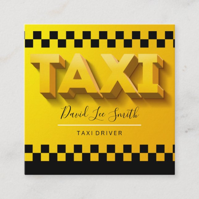 Taxi Driver / Cab Service Square Business Card (Front)