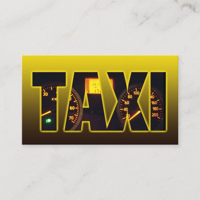 Taxi driver cabdriver yellow taxi black letters business card (Front)