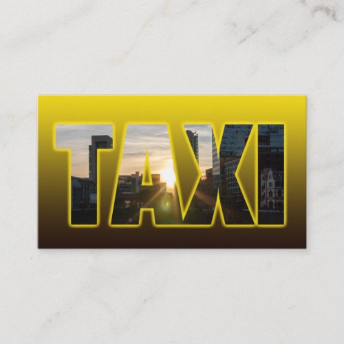Taxi driver cabdriver yellow taxi city skyline business card