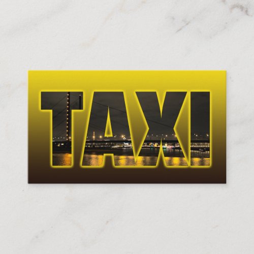 Taxi driver cabdriver yellow taxi neon city lights business card