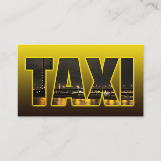 Taxi driver cabdriver yellow taxi neon city lights business card (Front)