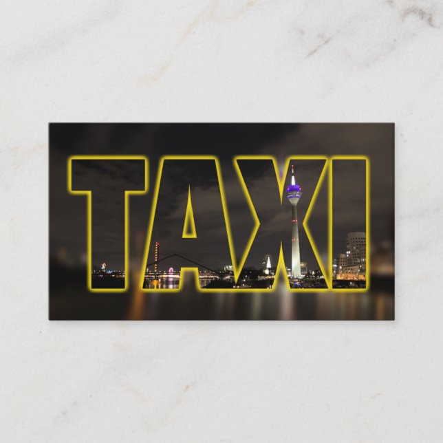 Taxi driver cabdriver yellow taxi neon city lights business card (Front)