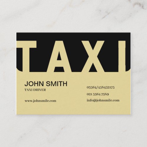 Taxi DriverChauffeur Light Yellow Business Card