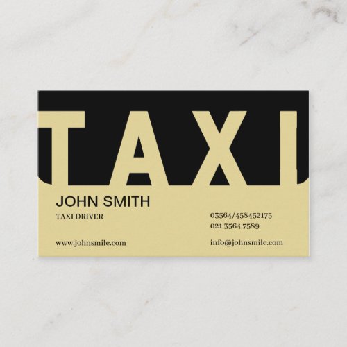 Taxi DriverChauffeur Light Yellow Business Card