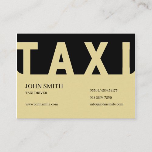 Taxi DriverChauffeur Light Yellow  Business Card