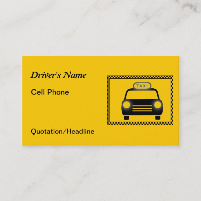 Taxi Driver Checkerboard Business Cards (Front)