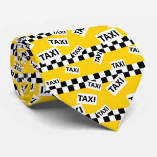 Taxi Driver New York Yellow Cab Checkerboard Fun Neck Tie