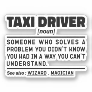 Taxi Driver Noun Definition Driving Specialist  Sticker