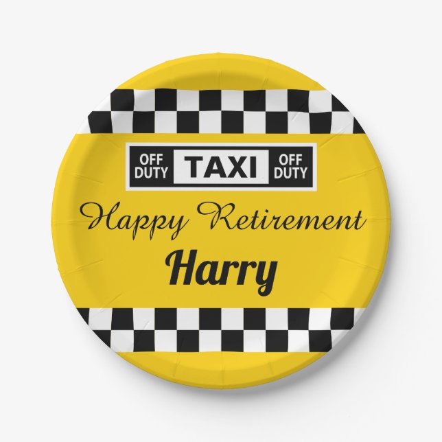 Taxi Driver Off Duty Retirement Party Paper Plates (Front)