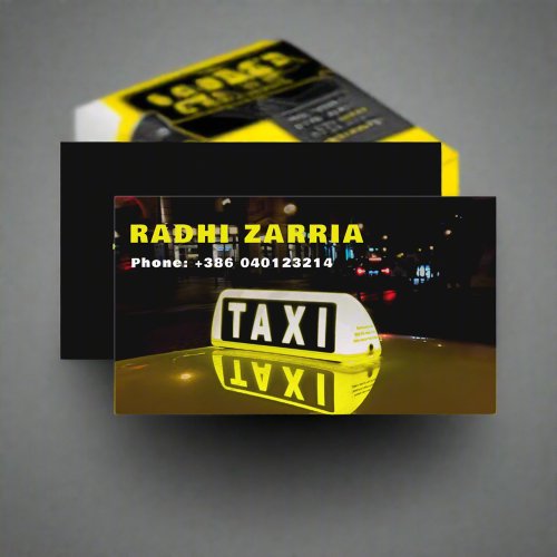  Taxi Driver Professional Black  Yellow Auto  Business Card