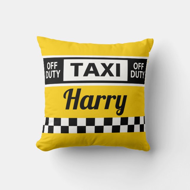 Taxi Driver Retirement Gift Fun Yellow Cab Throw Pillow (Front)