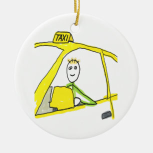 Taxi Driver Stickman Ceramic Ornament