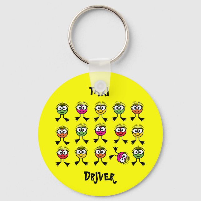 Taxi Driver - Swimming Parent - Bright Yellow Keychain (Front)