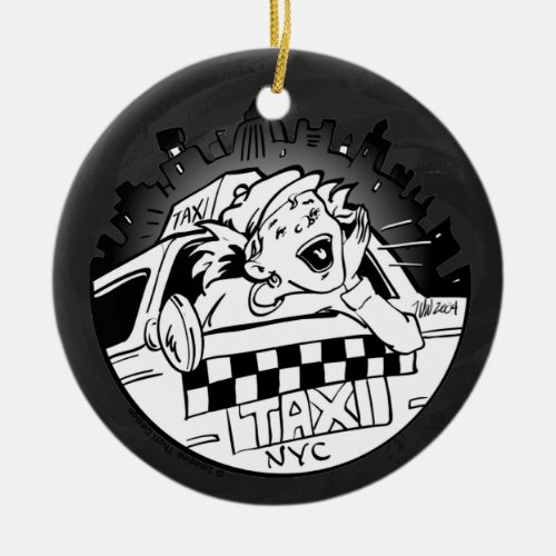 Taxi Girl Ceramic Ornament