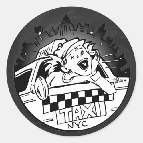 Taxi Girl Classic Round Sticker