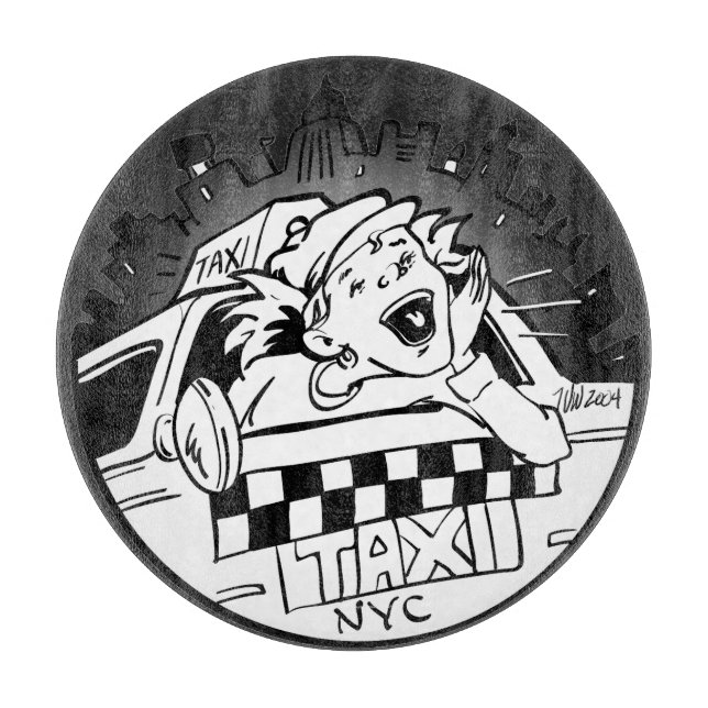 Taxi Girl Cutting Board (Front)