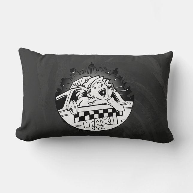 Taxi Girl Lumbar Pillow (Front)