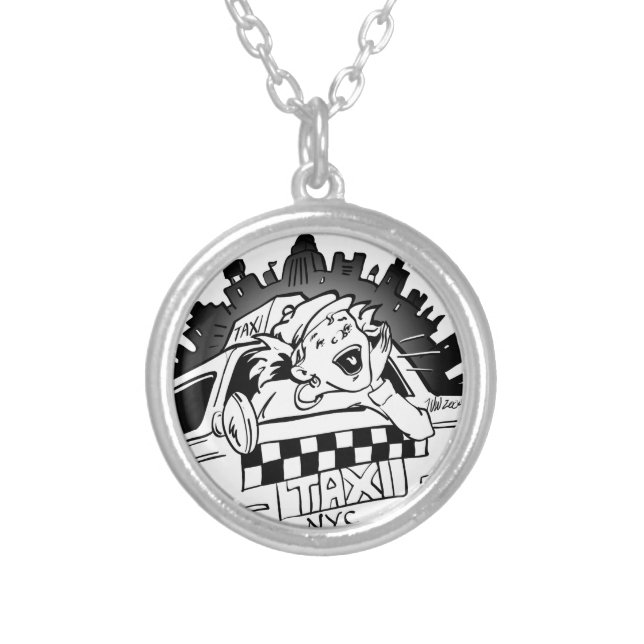Taxi Girl Silver Plated Necklace (Front)