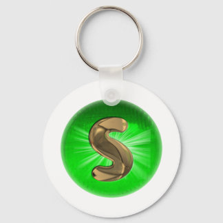 TAXI Gold Monogram S Green light Keychain