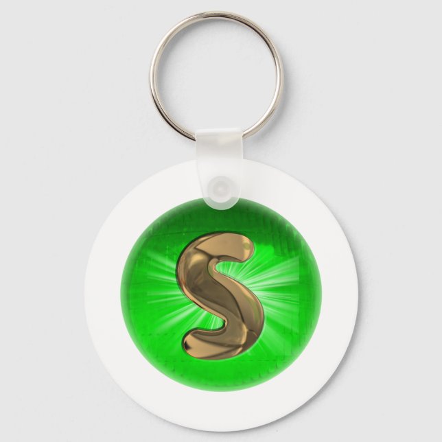 TAXI Gold Monogram S Green light Keychain (Front)