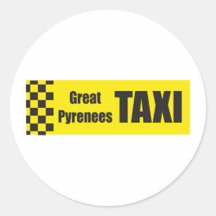 Taxi Great Pyrenees Classic Round Sticker