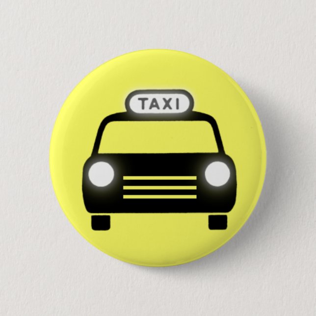 Taxi in Black & White Pinback Button (Front)