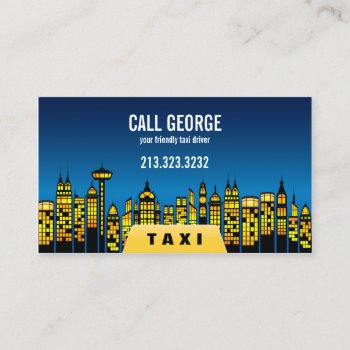 Taxi In City At Night Business Card by J32Teez at Zazzle