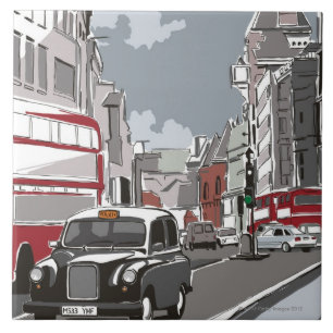 Taxi in London Ceramic Tile
