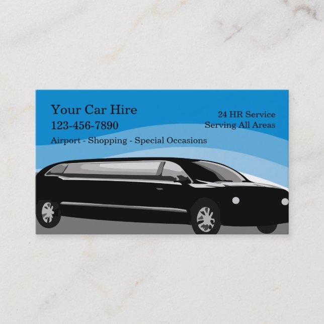 Taxi Limo Driver Business Cards (Front)