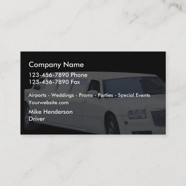 Taxi Limousine Business Card (Front)
