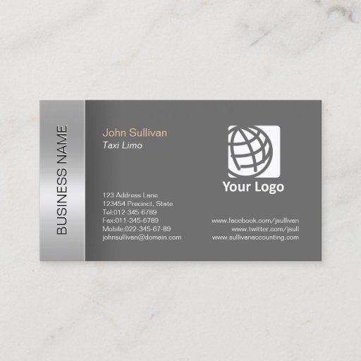 Customizable Taxi Limousine Business Card Elegant Grey Border