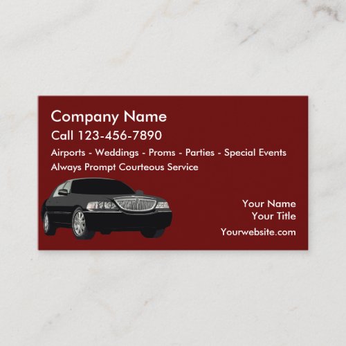 Taxi Luxury Car Service Business Cards