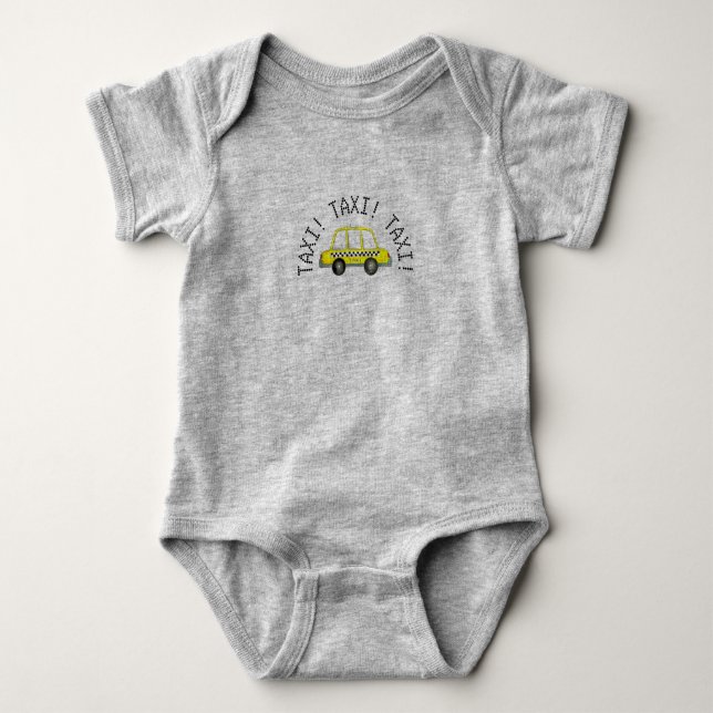 TAXI! New York City NYC Checkered Yellow Cab Baby Bodysuit (Front)