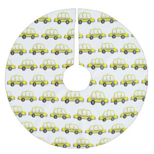 TAXI! New York City NYC Checkered Yellow Cab Brushed Polyester Tree Skirt