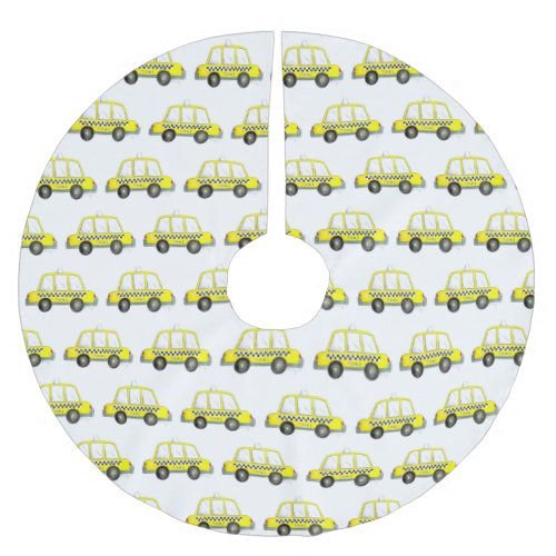 TAXI New York City NYC Checkered Yellow Cab Brushed Polyester Tree Skirt