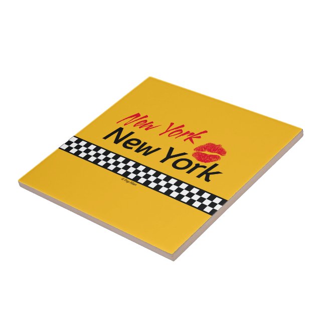 Taxi NY & Red Kiss Ceramic Tiles (Side)