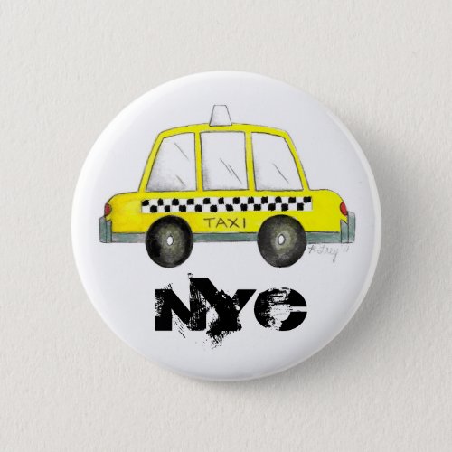 Taxi NYC Yellow New York City Checkered Cab Car Button