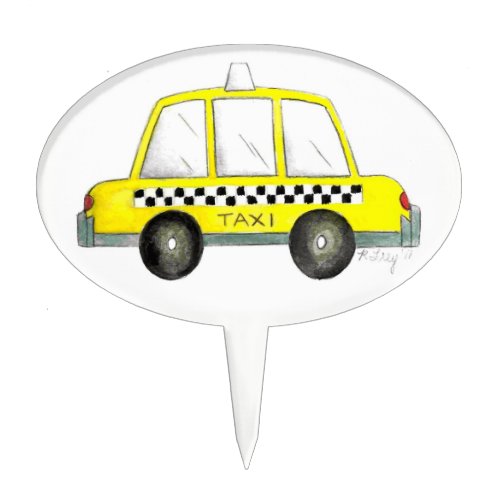 Taxi NYC Yellow New York City Checkered Cab Car Cake Topper