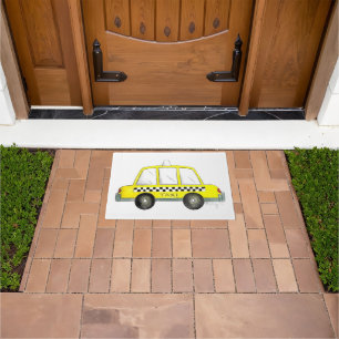 Taxi NYC Yellow New York City Checkered Cab Car Doormat