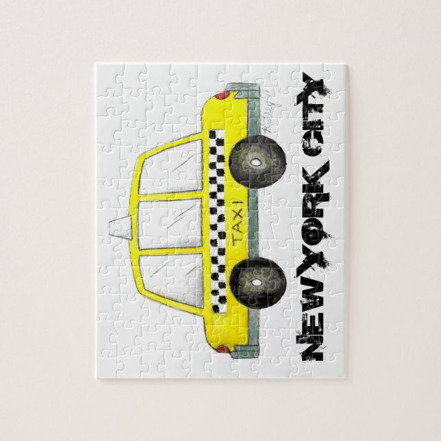 Taxi NYC Yellow New York City Checkered Cab Car Jigsaw Puzzle (Vertical)