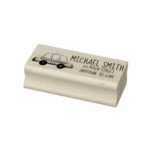 Taxi NYC Yellow New York City Checkered Cab Car Rubber Stamp