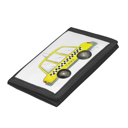 Taxi NYC Yellow New York City Checkered Cab Car Trifold Wallet