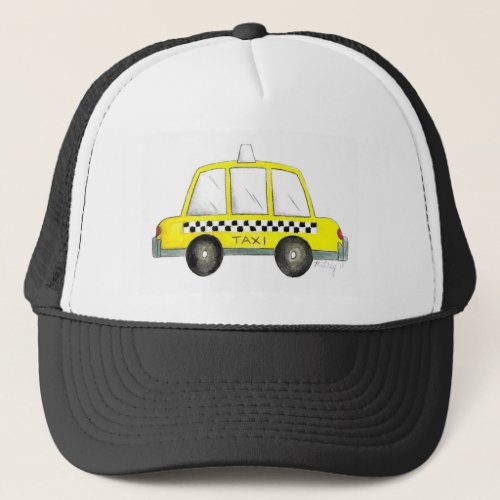 Taxi NYC Yellow New York City Checkered Cab Car Trucker Hat