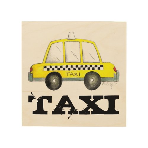 Taxi NYC Yellow New York City Checkered Cab Car Wood Wall Decor