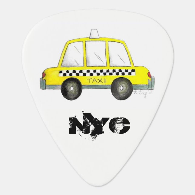 Taxi NYC Yellow New York City Checkered Cab Gift Guitar Pick (Front)