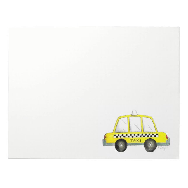 Taxi NYC Yellow New York City Checkered Cab Gift Notepad (Front)