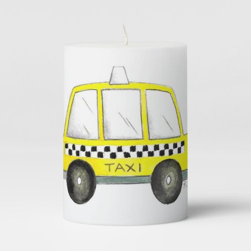 Taxi NYC Yellow New York City Checkered Cab Gift Pillar Candle
