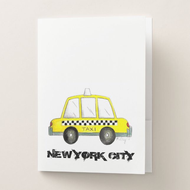 Taxi NYC Yellow New York City Checkered Cab Gift Pocket Folder (Front)