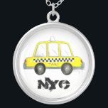 Taxi NYC Yellow New York City Checkered Cab Gift Silver Plated Necklace<br><div class="desc">Design features an original watercolor illustration of a classic yellow New York City checkered taxi cab. Great for anyone who lives in or loves NYC!

Don't see what you're looking for? Need help with customization? Click "contact this designer" to have something created just for you!</div>