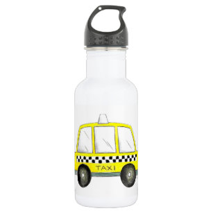 Taxi NYC Yellow New York City Checkered Cab Gift Water Bottle